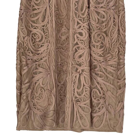 NEW Sue Wong Embroidered Mesh Cocktail Mini Dress Beige Women's Size 4 - Picture 6 of 7